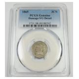 1865 Three Cent Nickel Coin