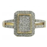 10kt Gold 1/3 ct Radiant Cut Natural Diamond Ring