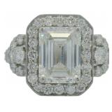 14kt Gold 5.07 ct Emerald Cut VS Lab Diamond Ring