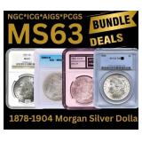 MS63 Bundle Deal: 1878-1904 Morgan Silver Dollar