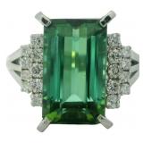 Platinum 6.27 ct Natural Tourmaline & Diamond Ring
