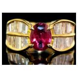 18kt Gold 2.96 ct Natural Ruby & Diamond Ring