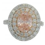 Oval Cut 3.29 ct Vivid Pink VS Lab Diamond Ring