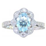 3Oval 1.25 ct Aquamarine & Diamond Ring