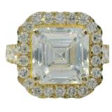 14kt Gold 6.29 ct Asscher Cut Lab Diamond Ring