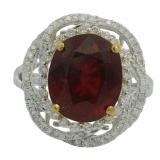 14k Gold 7.64 ct Oval Ruby & Diamond Ring