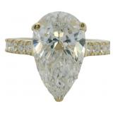 14kt Gold 5.04 ct Pear Cut VS Lab Diamond Ring