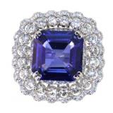 14kt Gold 11.46 ct Sapphire & Diamond Ring