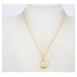 Celine Triomphe Circle Pearl Necklace