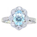 3Oval 1.25 ct Aquamarine & Diamond Ring