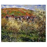 Plum Trees In Blossom Canvas by Claude Monet
