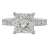 14kt Gold 3.89 ct Princess Cut VS Lab Diamond Ring