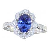 Oval 1.25 ct Tanzanite & Diamond Ring