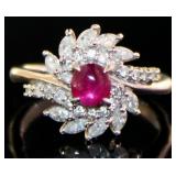 Platinum 1.67 ct Natural Star Ruby & Diamond Ring