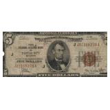 1929 $5 Kansas City National Currency