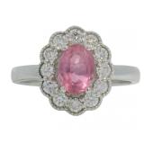 Brilliant 1.59 ct Lab Pink Ruby & Diamond Ring