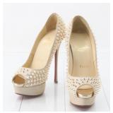 Christian Louboutin Peep Toe Spike Pumps Size 34.5