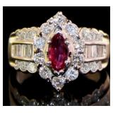 Platinum 2.05 ct Natural Ruby & VVS Diamond Ring