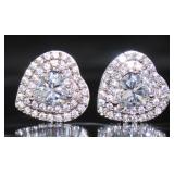 Brilliant 5.00 ct White Sapphire Heart Earrings