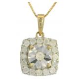 10kt Gold Cushion Cut 1/3 ct Diamond Necklace