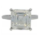 14kt Gold 5.03 ct VS Asscher Cut Lab Diamond Ring