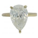 14kt Gold 4.01 ct Pear Cut Lab Diamond Ring