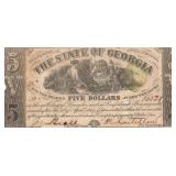 1864 $5 GA Obsolete Currency Note