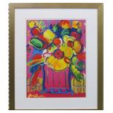 Pink Vase Framed Giclee by Peter Max