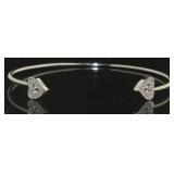 Double Heart Diamond Cuff Bracelet
