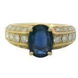 18k Gold 1.87 ct Natural Sapphire & Diamond Ring