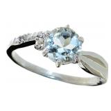 Natural Round Greent Amethyst & Diamond Ring