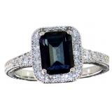 Natural London Blue Topaz & Diamond Ring