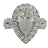 14kt Gold 3.55 ct Pear Cut VS Lab Diamond Ring