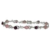Natural Rose Quartz & Garnet Designer Bracelet