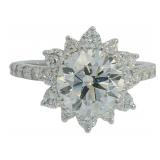 Brilliant 3.19 ct Round Cut Lab Diamond Ring