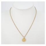 Christian Dior Logo Circle Gold Necklace