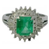 Platinum 1.73 ct Natural Emerald & Diamond Ring