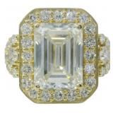 14kt Gold 6.66 ct Emerald Cut Lab Diamond Ring