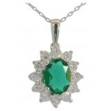 Oval 3.54 ct Emerald & Diamond Necklace