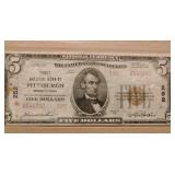 1929 Bank of Pittsburg $5 Note