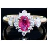 Platinum 1.32 ct Natural Ruby & VS Diamond Ring