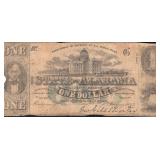 1863 $1 State of AL Currency Note