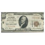 1929 $10 1st WI National Bank Currency