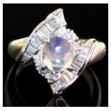 Platinum Natural 1.20 ct Opal & Diamond Ring