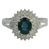 Platinum .91 ct Natural Sapphire & Diamond Ring