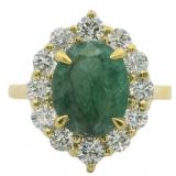 Natural 3.39 ct Emerald & VS Lab Diamond Ring
