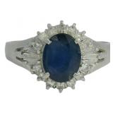 Platinum 1.61 ct Natural Sapphire & Diamond Ring