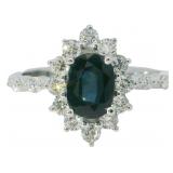 Oval 1.35 ct Natural Sapphire & Diamond Ring