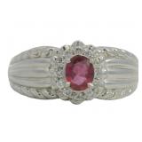 Platinum 1/2 ct Natural Ruby & Diamond Ring