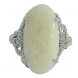 Platinum 4.77 ct Natural Opal & Diamond Ring
